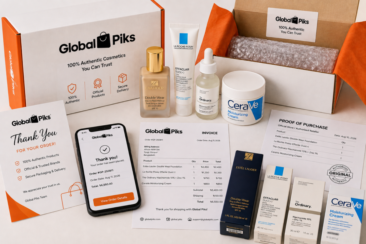 Photo: Global Piks order with proof-of-purchase documentation and original packaging visible